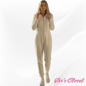 Varley Lydia Double Soft Jump Suit Sz M Ivory Marl Color Plush Smooth.